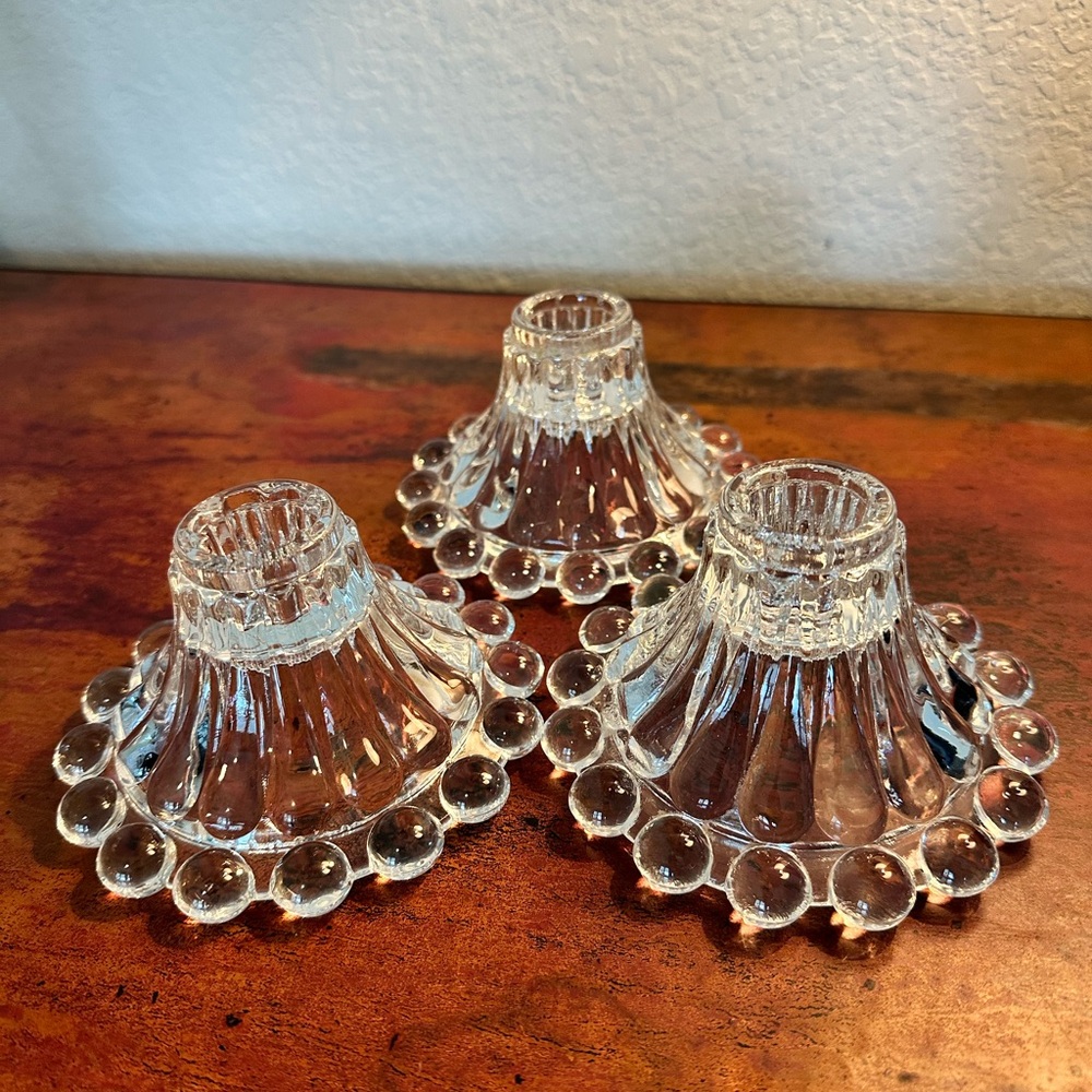 Elegant Glass Candle Holders by Anchor Hocking, Set of 3